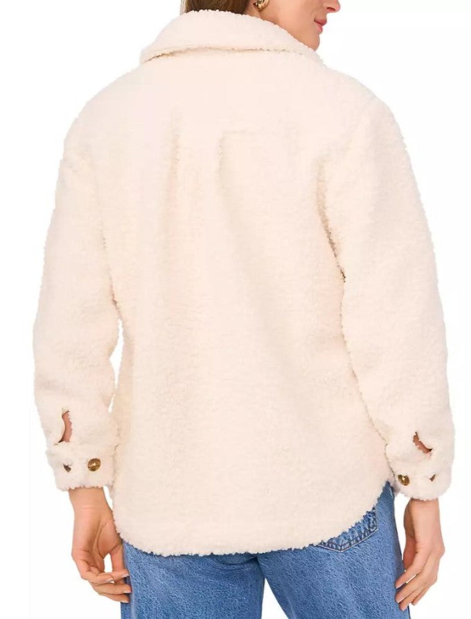 1.State Women's Faux-Shearling Button-Front Jacket Vanilla Size L