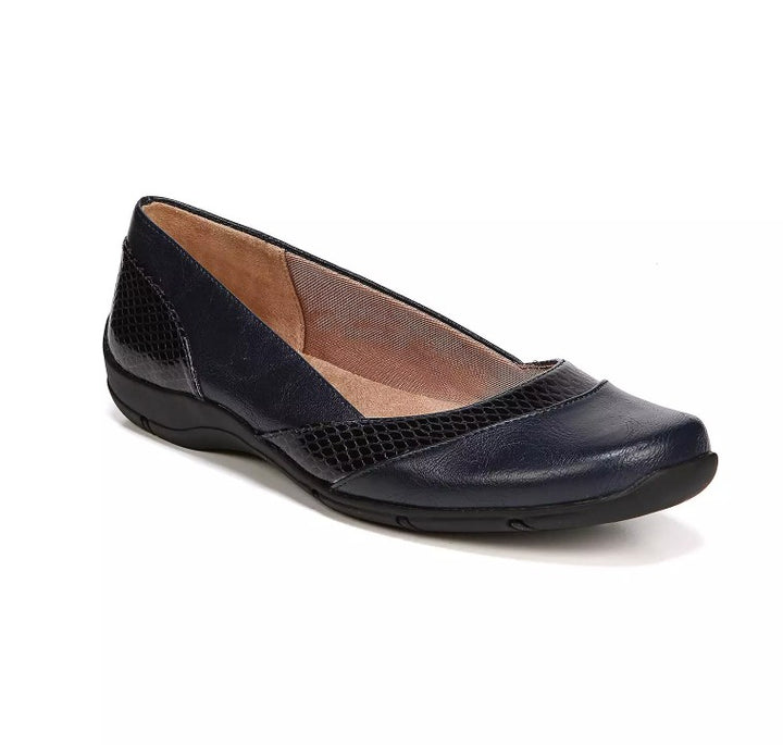 LifeStride Women's Deja Vu Comfort Insole Faux Leather Flats Shoes Black Size 9