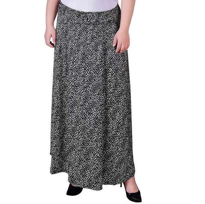 NY Collection Women's Front Faux Belt Maxi A-Line Skirt Petite Size PL