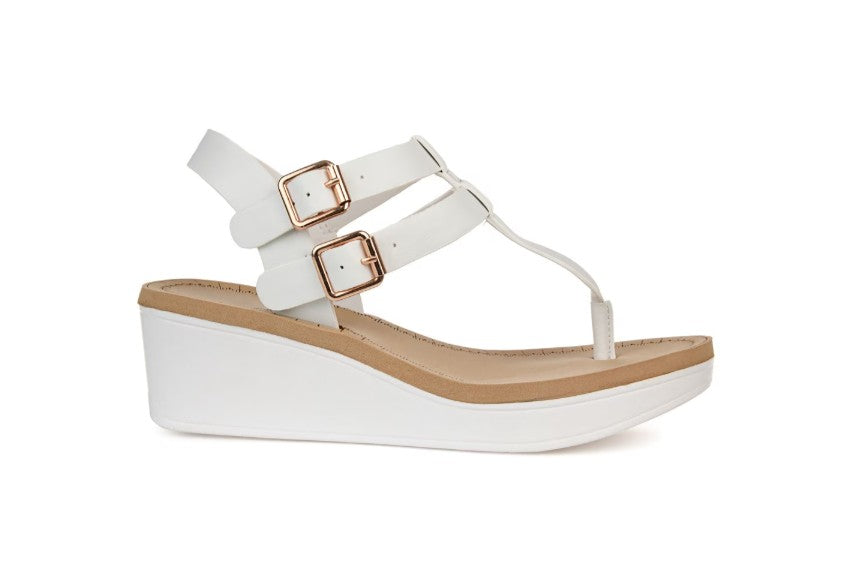 Women's Tru Comfort Foam Bianca Wedge Sandals White Size 5.5