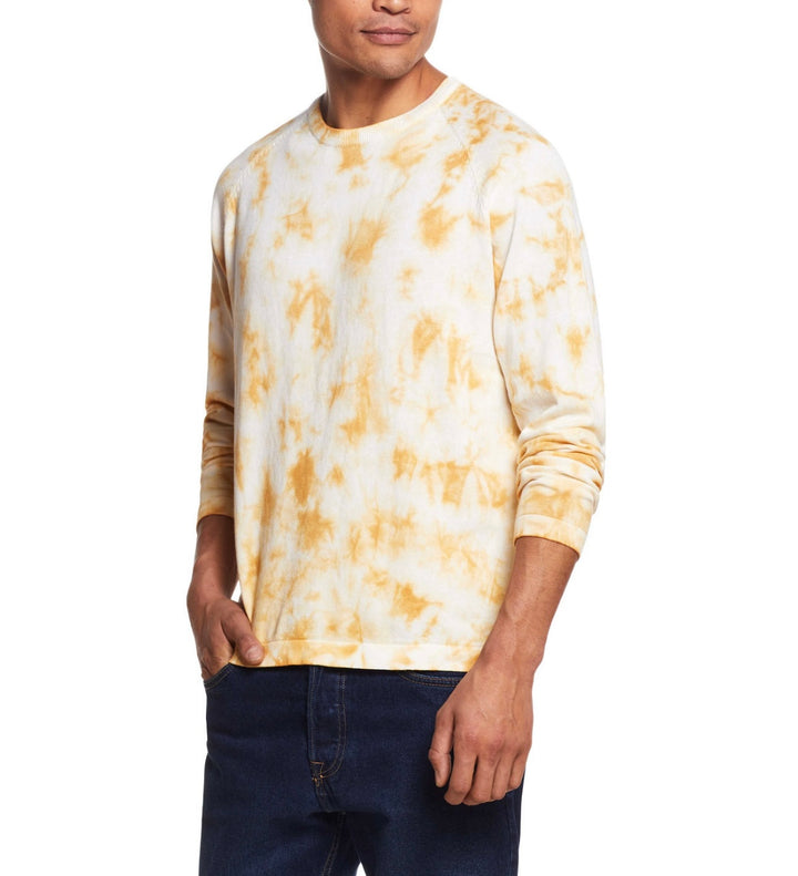 Weatherproof Vintage Men's Cotton Tie Dye Raglan Sweater Buff Yellow Size XL