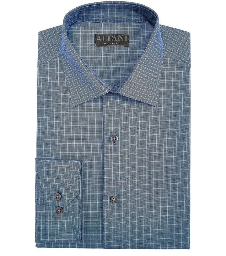 Alfani Men's Regular Fit Traveler Stretch Dress Shirt Blue Size XL 17-17 1/2