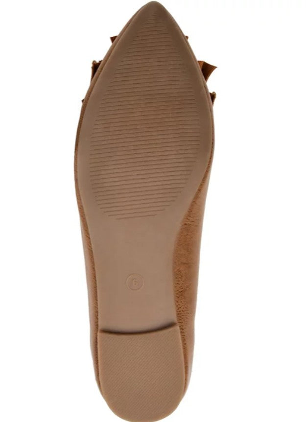 Journee Collection Women's Judy Ruffled Ballet Flats Shoes Tan Size 12