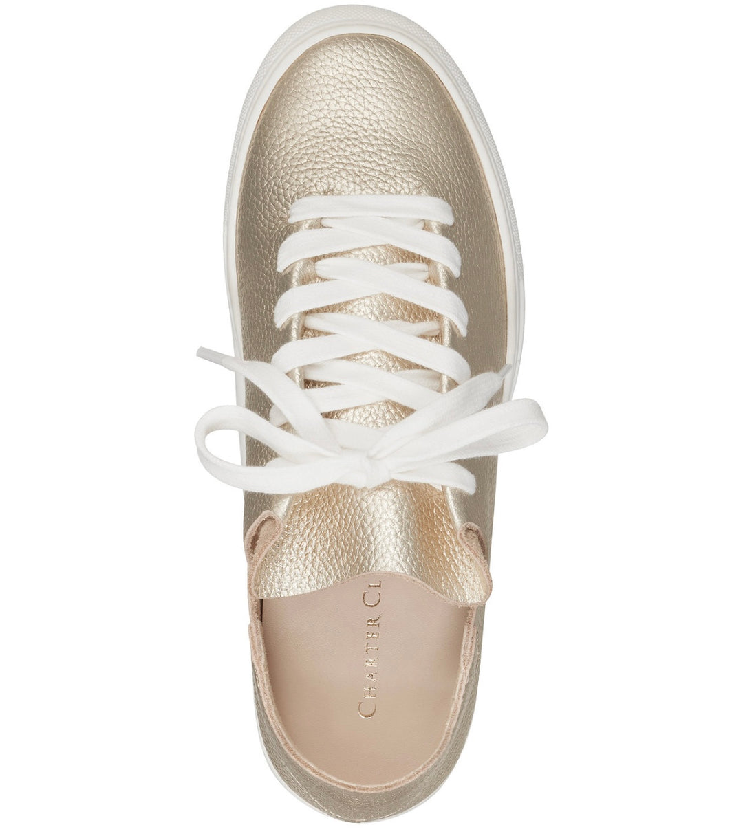 Charter Club Women's Padmaa Lace-Up Sneakers Shoes Gold Leather Size 6M