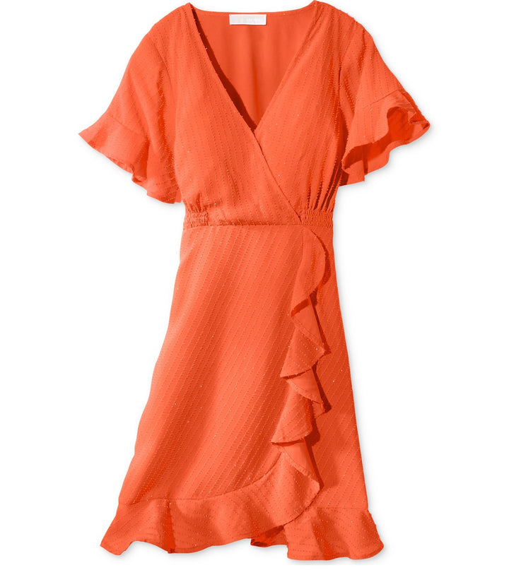 Michael Michael Kors Women's Surplice Neckline Mini Faux Wrap Dress Size L