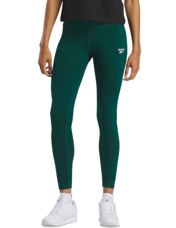 Reebok Women's Mid-rise Full Length Small Logo Leggings Green Size S