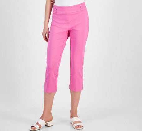 JM Collection Women's Tummy Control Capri Pants Phlox Pink Size M