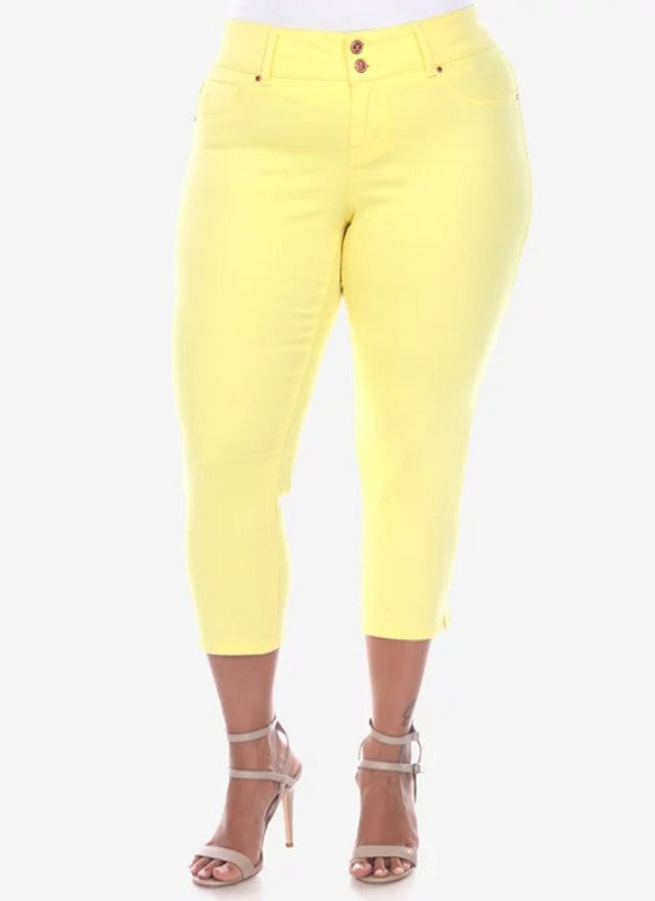 White Mark Women's Capri Jeans Yellow Plus Size 22
