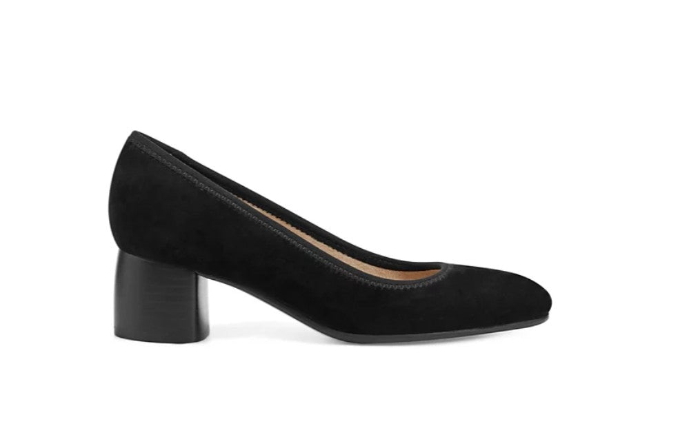 Earth Women's Rellia Block Heel Ballet Pumps Shoes Black Suede Size 11M