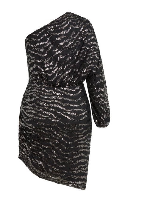 City Chic Women's Sequin Stripe Dress Gunmetal Plus Size XXL/24