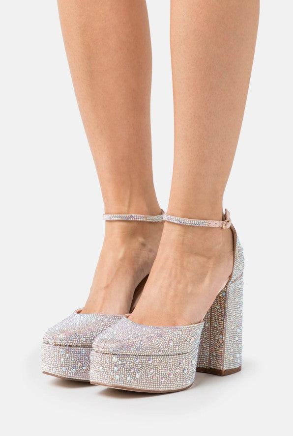 Madden Girl Women's Dion Rhinestone Two-Piece Platform Pumps Size 10