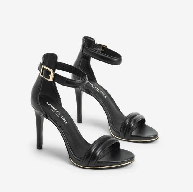 Kenneth Cole New York Women's Brooke Ankle Strap Heeled Sandal Black Size 8.5