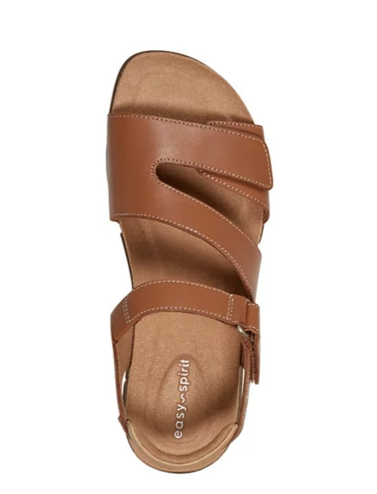 Easy Spirit Mavey Strappy Leather Open Toe Flat Sandals Brown Leather Size 10