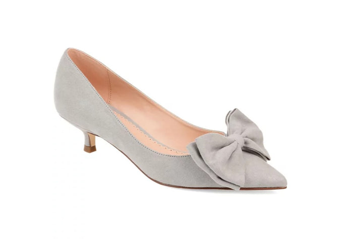 Journee Collection Women's Orana Bow Heels Shoes Grey Size 11