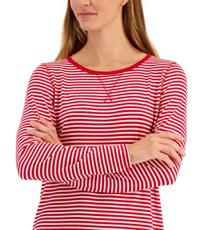 Charter Club Women's Butter Soft Sleepshirt Candy Red Stripe Size XS