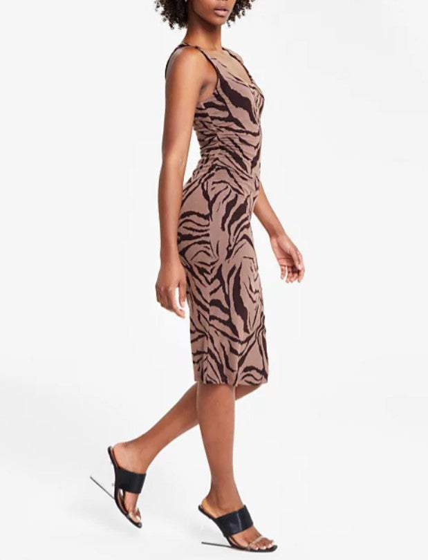 Bar III Women's Animal-Print Scoop-Neck Jersey Dress Chelsea Zebra Size XS