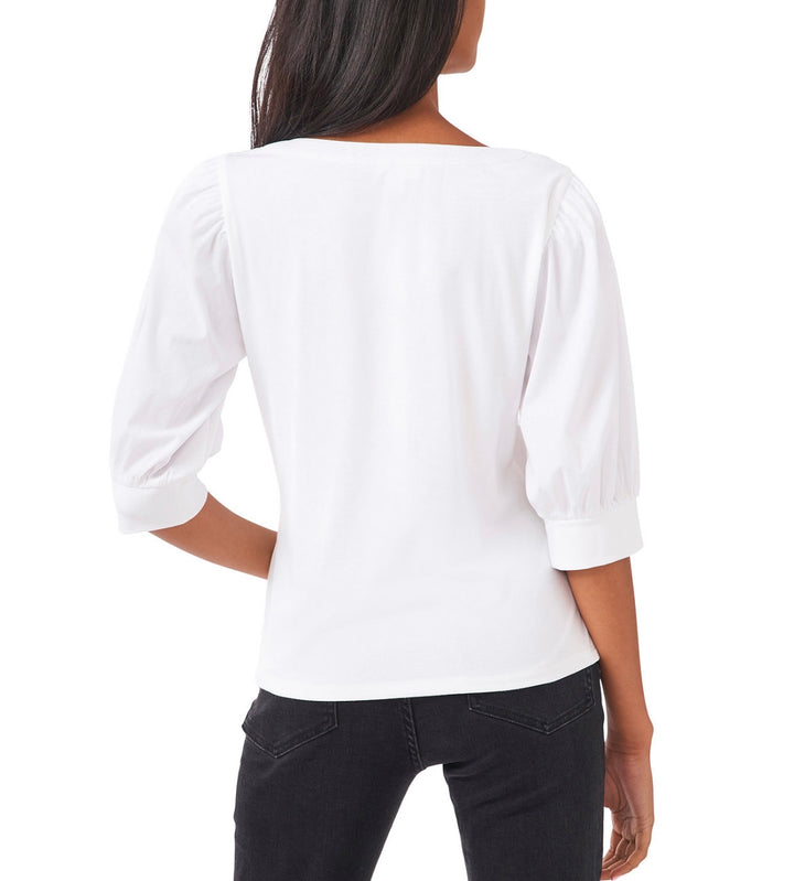 Riley & Rae Women's Puff-Sleeve Top Ultra White Size L
