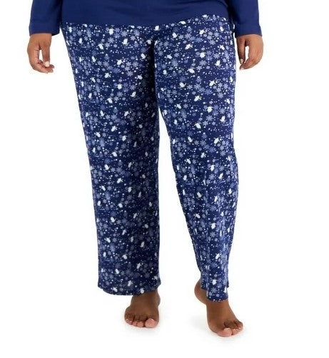 Charter Club Women's Cotton Pajama Set Medieval Blue Penguin Size S