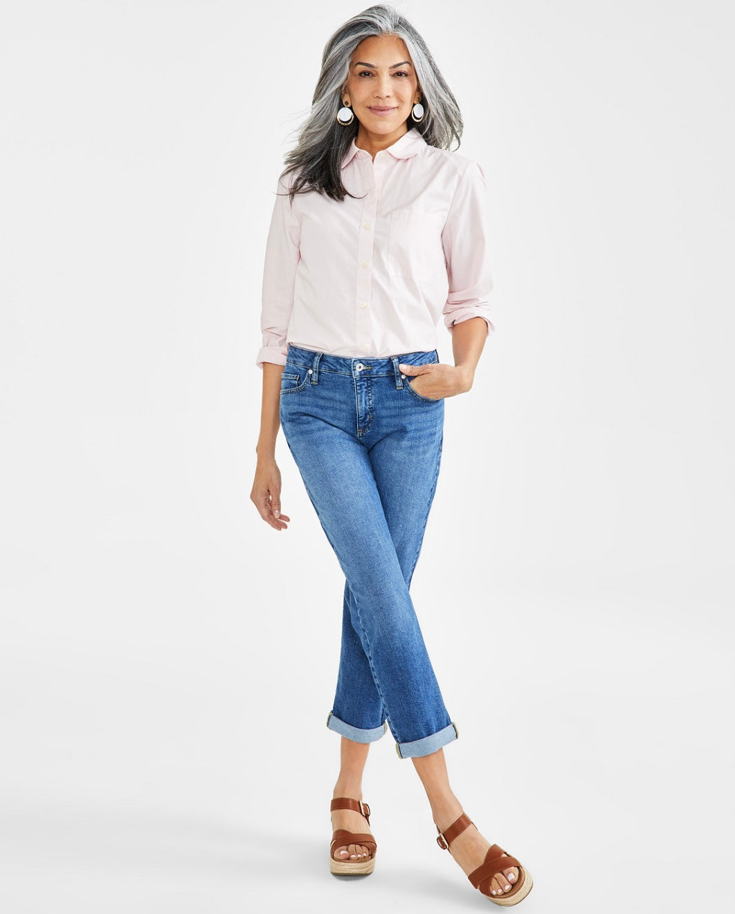 Style & Co. Women's Mid-Rise Relaxed Girlfriend Jeans Honey