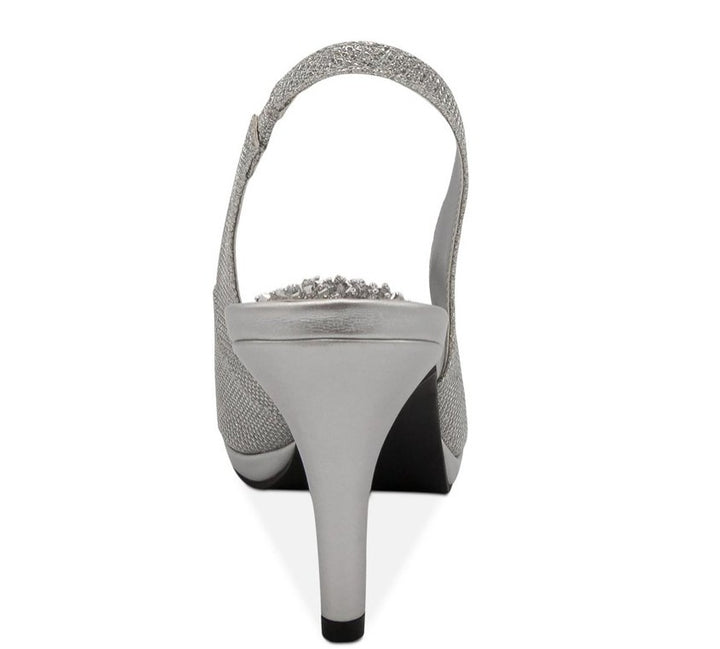 Karen Scott Women's Breena Slingback Peep-Toe Pump Silver 8M