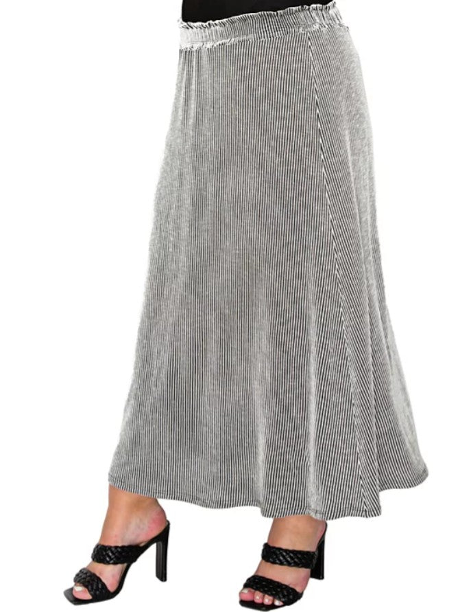 COIN 1804 Women's Span Rail Textured Rib Elastic Waist Maxi Skirt Plus Size 1X