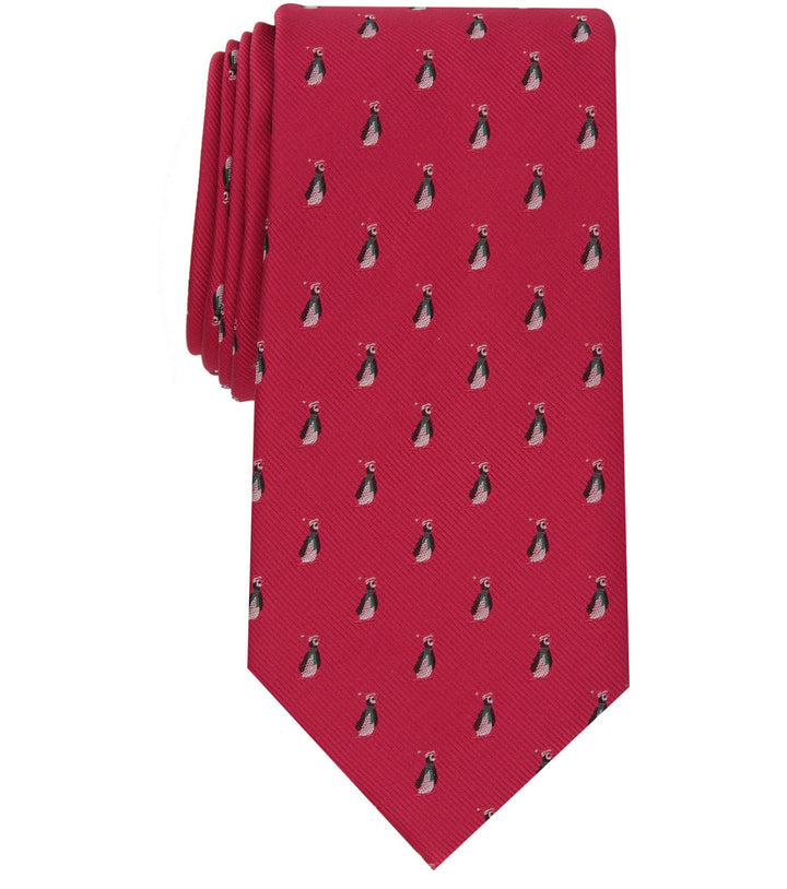 Club Room Men's Classic Design Festive Penguin Tie Red One Size