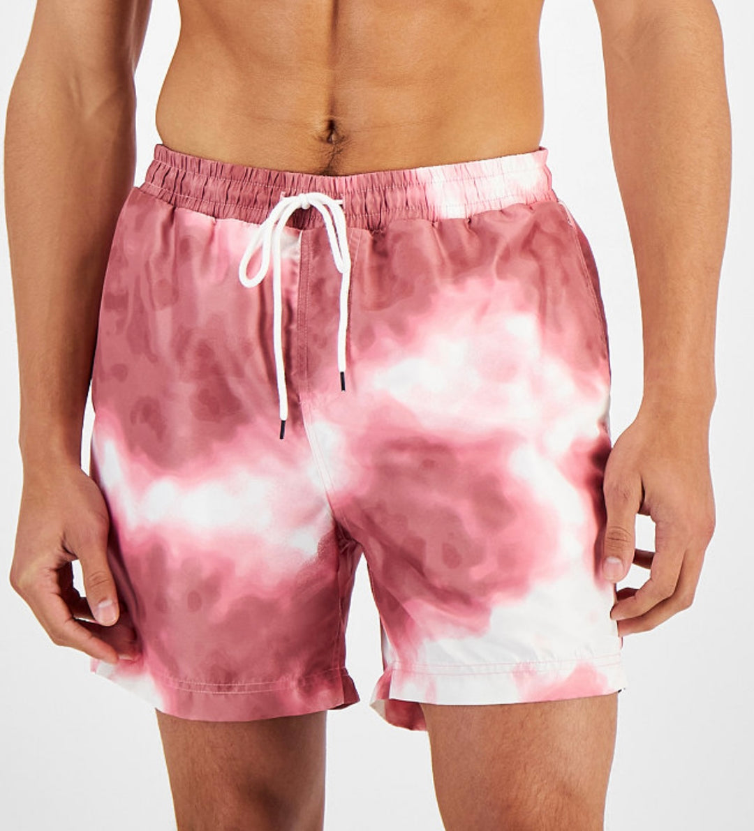 INC International Concepts Men's Andro Abstract 5" Swim Trunks Pink Size XXL