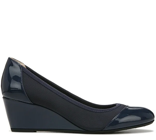 LifeStride Round-Toe Juliana Stretch Wedge Pumps Shoes Navy Size 6 M