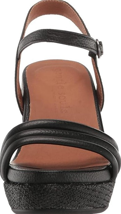 Gentle Souls Women's Viki Platform Wedge Sandals Black Size 7