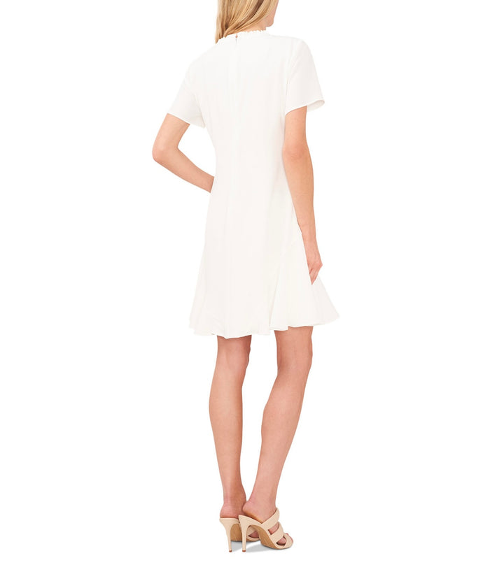 CeCe Women's Ruffle Trim Short Sleeve Godet A-Line Dress New Ivory Size 10