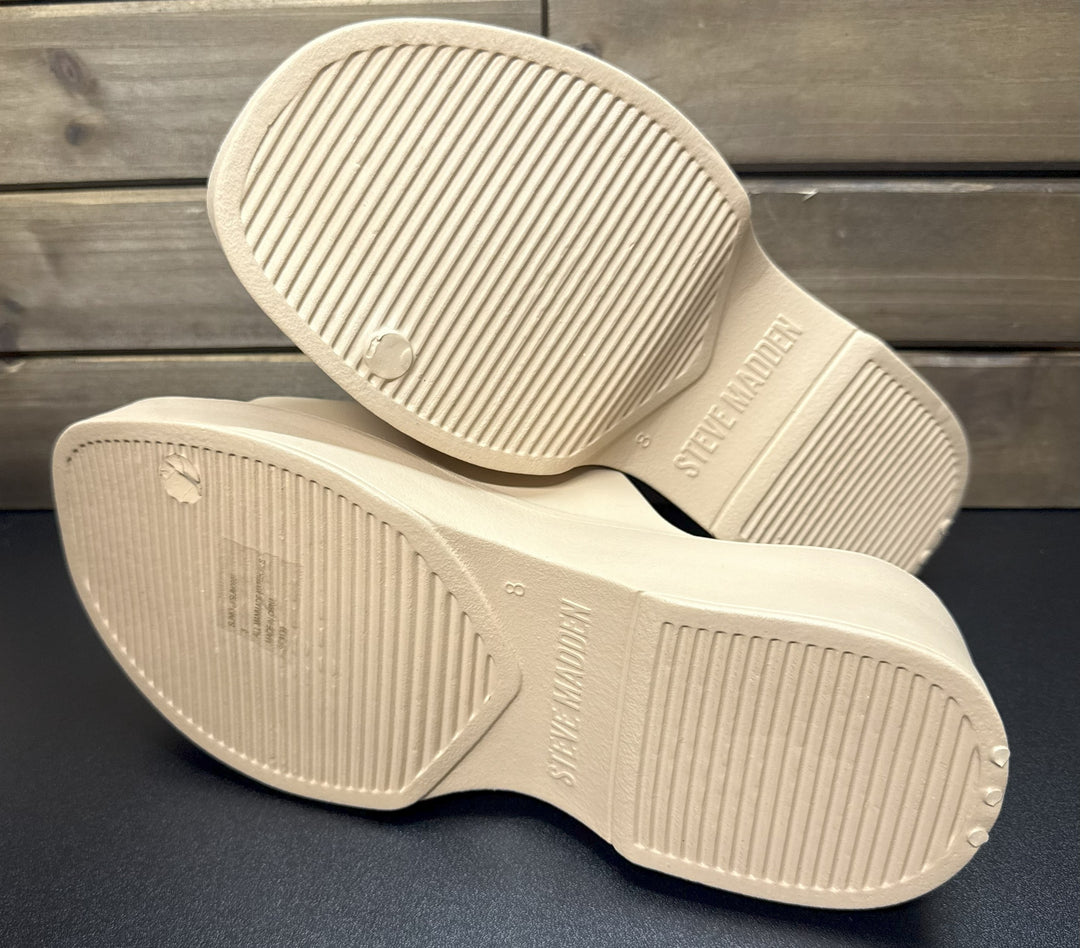Steve Madden Women's Slinky-J Slip-On Platorm Wedge Sandals Tan Size 8
