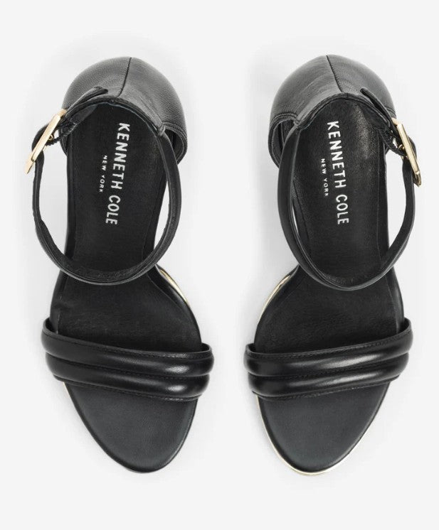 Kenneth Cole New York Women's Brooke Ankle Strap Heeled Sandal Black Size 8.5