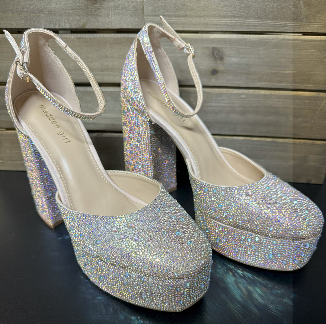 Madden Girl Women's Dion Rhinestone Two-Piece Platform Pumps Size 10