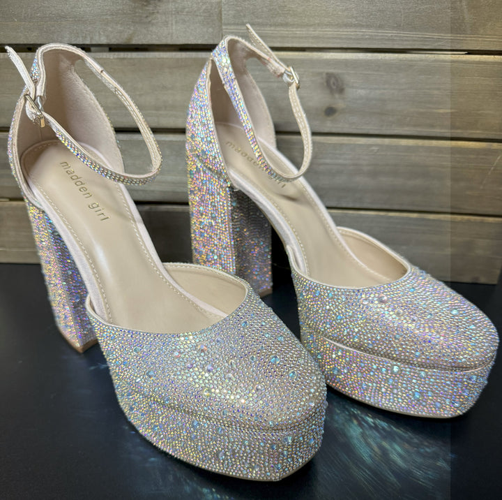 Madden Girl Women's Dion Rhinestone Two-Piece Platform Pumps Size 10