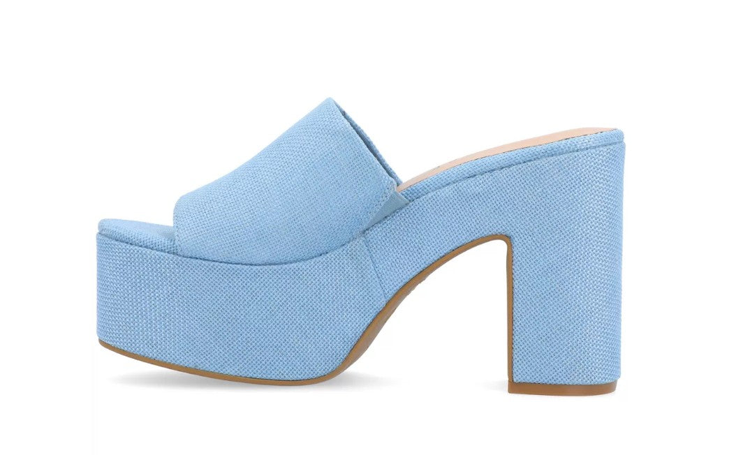 Journee Collection Women's Enyya Canvas Platform Sandals Blue Size 6.5