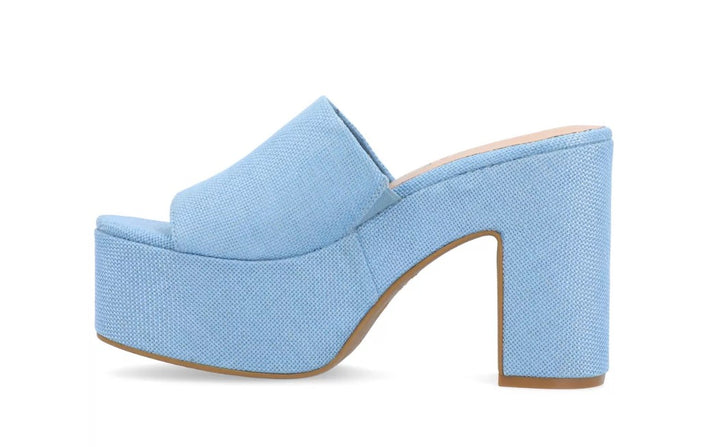 Journee Collection Women's Enyya Canvas Platform Sandals Blue Size 6.5