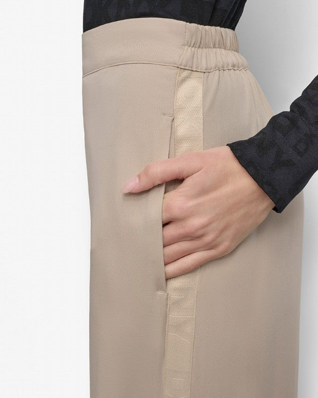 DKNY Women's Twill Pull-On Wide Leg Pants Chino Khaki Size XL