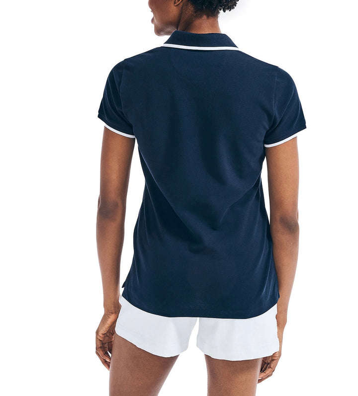 Nautica Women's Sustainably Crafted Ocean Spilt Neck Polo Top