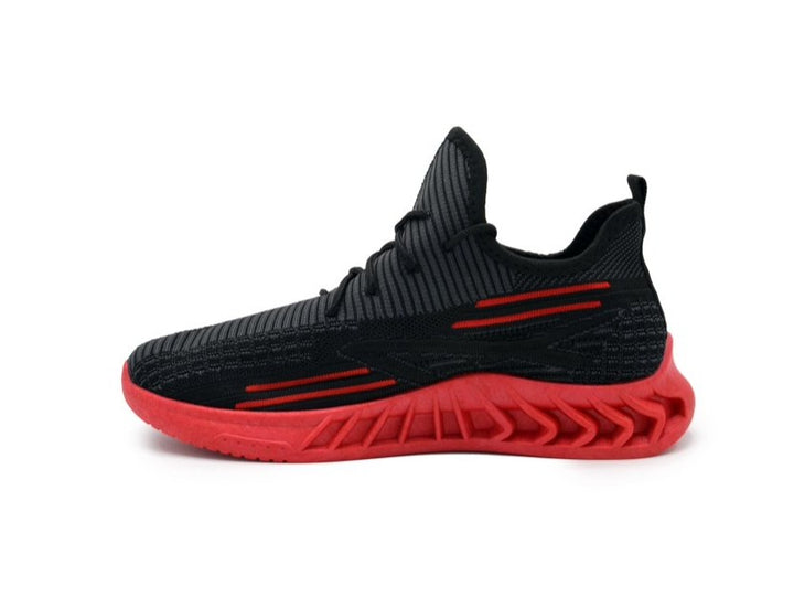 Akademiks Men's Fit 2.0 Knit Jogger Sneakers Black Red Size 10