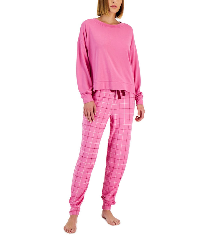 Jenni Women's Long Sleeve Mix It Pajama Top Pink Tease Size S