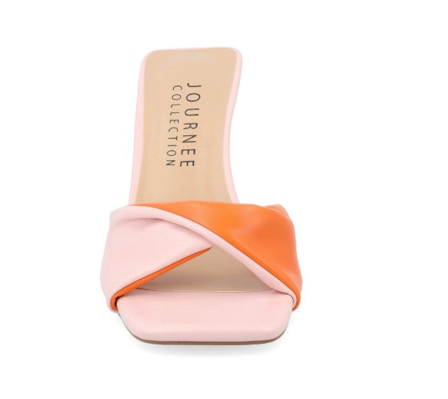 Journee Collection Women's Aylia Twist Slip On Block Heel Sandals Pink Size 6.5