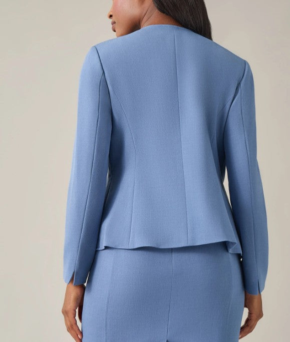 Kasper Women's Collarless Open-Front Jacket Blue Heron Plus Size 22W