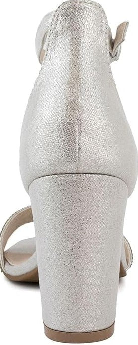 Sugar Women's Machelene Dress Heel Sandals Silver Rhinestone Size 7 1/2 M