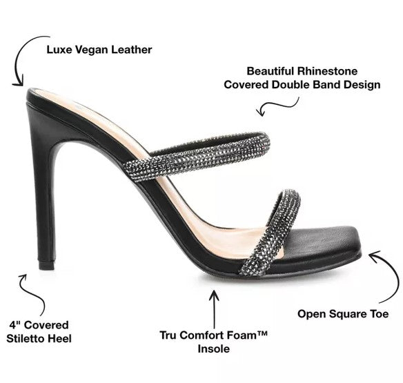 Journee Collection Women's Reena Rhinestone Stilettos Heels Shoes Black Size 11