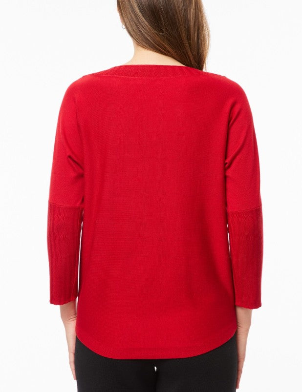 Melissa Paige Women's Dolman-Sleeve Wavy-Ribbed Sweater Scarlet Sage Size L
