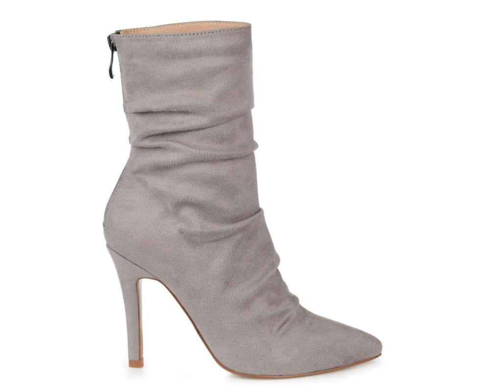 Journee Collection Women's Markie Rouched Stiletto Dress Booties Grey Size 7.5
