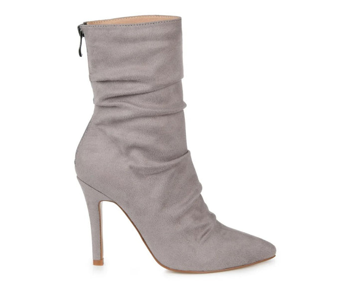 Journee Collection Women's Markie Rouched Stiletto Dress Booties Grey Size 7.5