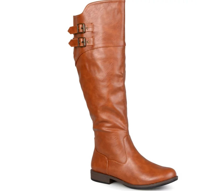Journee Collection Women's Tori Extra Wide Calf Knee High Riding Boots Chestnut