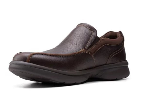 Clarks Men's Bradley Step Slip-On Shoes Brown Tumbled Leather Size 8 M