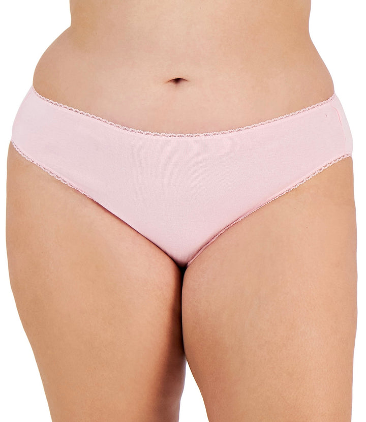 Charter Club Women's Plus Size Pretty Cotton Bikini Underwear Orchid Pink
